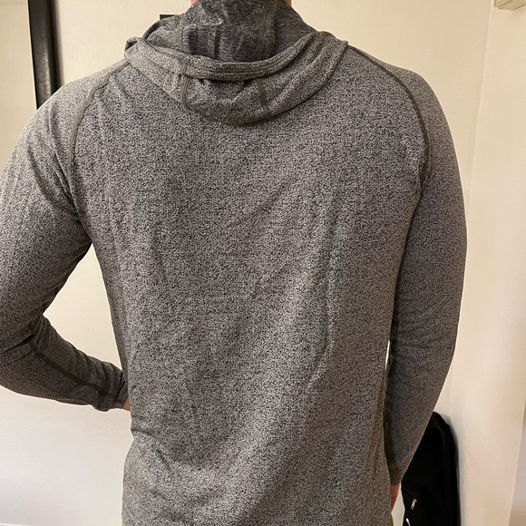 Lululemon Heathered Grey Hooded Pullover Size Medium Metal Vent Tech 1/4 Zip - Picture 3 of 12